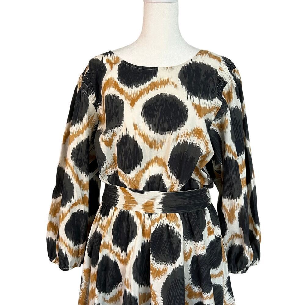 Maeve Black and Tan Patterned Long Sleeve Dress - Picture 4 of 12